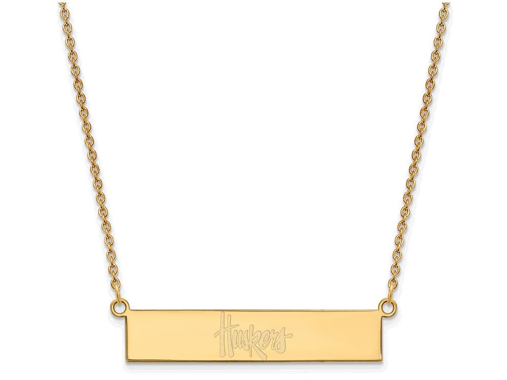Logoart Sterling Silver Gp University Of Nebraska Small Bar Necklace