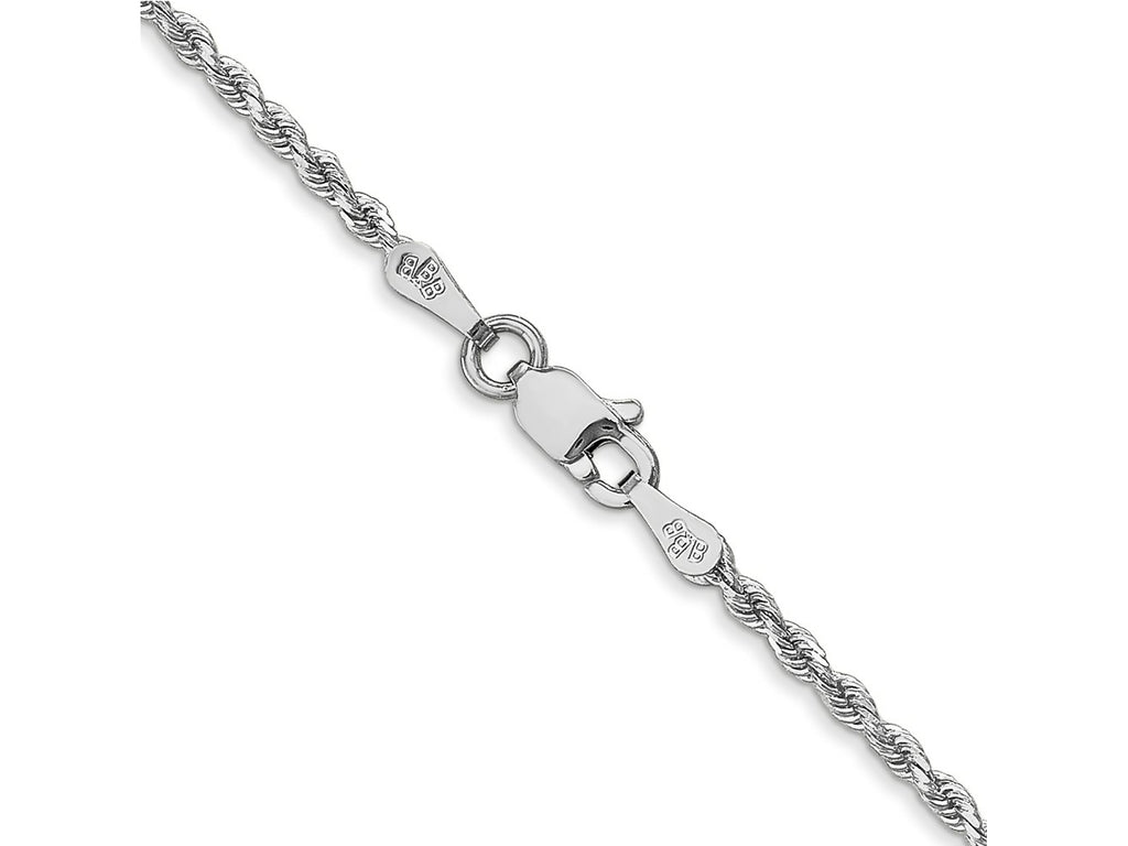 FJC Finejewelers 14 kt White Gold Hand Made Bright Cut Rope Chain Lobster Clasp 36 Inches x 1.75 mm