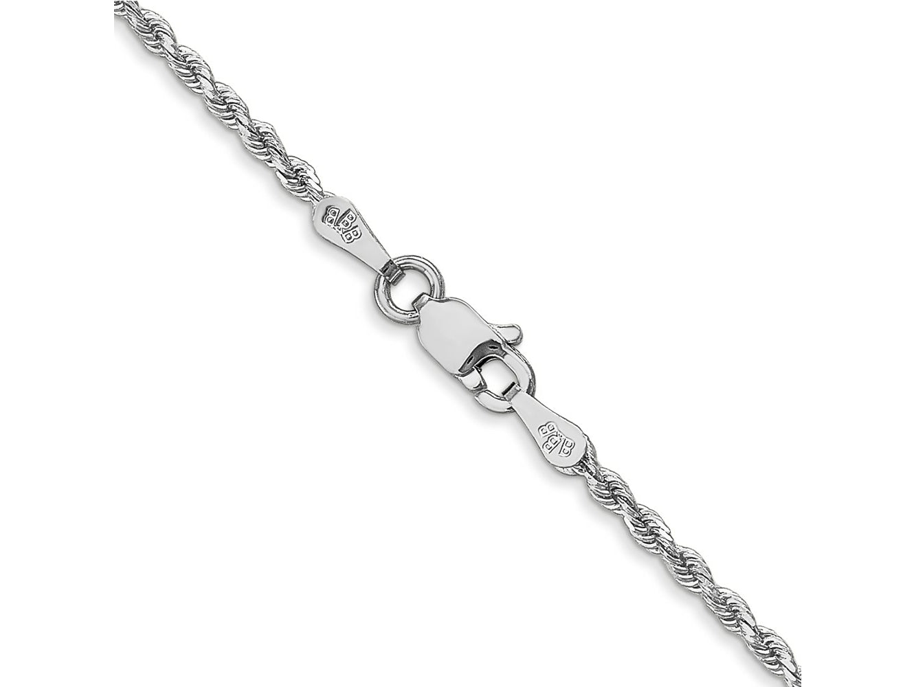 FJC Finejewelers 14 kt White Gold Hand Made Bright Cut Rope Bracelet Lobster Clasp 5.5 Inches x 1.75 mm