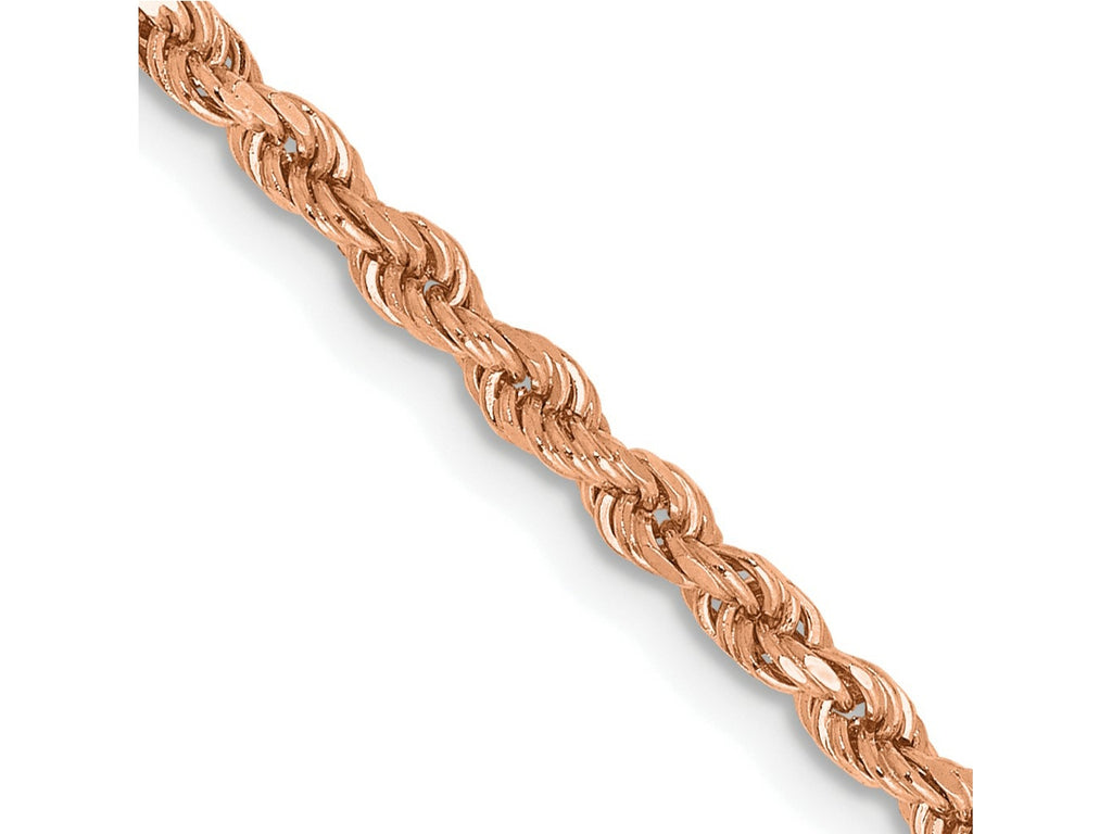 FJC Finejewelers 14 kt Rose Gold Hand Made Bright Cut Rope Bracelet Lobster Clasp 8 Inches x 2.25 mm