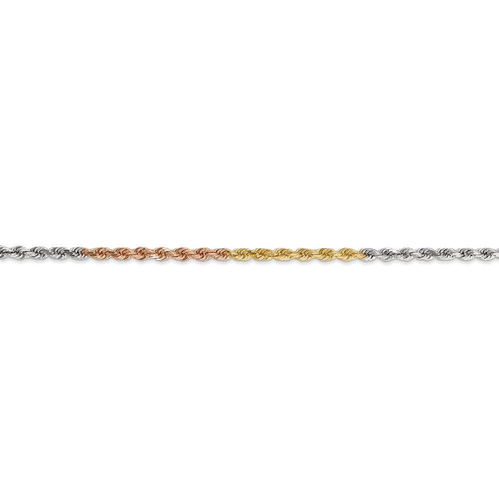 FJC Finejewelers 14 kt Tri Color Gold Bright Cut Rope Chain Lobster Clasp 22 Inches x 2.5 mm