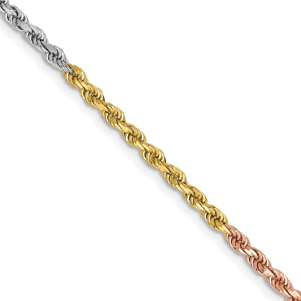 FJC Finejewelers 14 kt Tri Color Gold Bright Cut Rope Chain Lobster Clasp 22 Inches x 2.5 mm