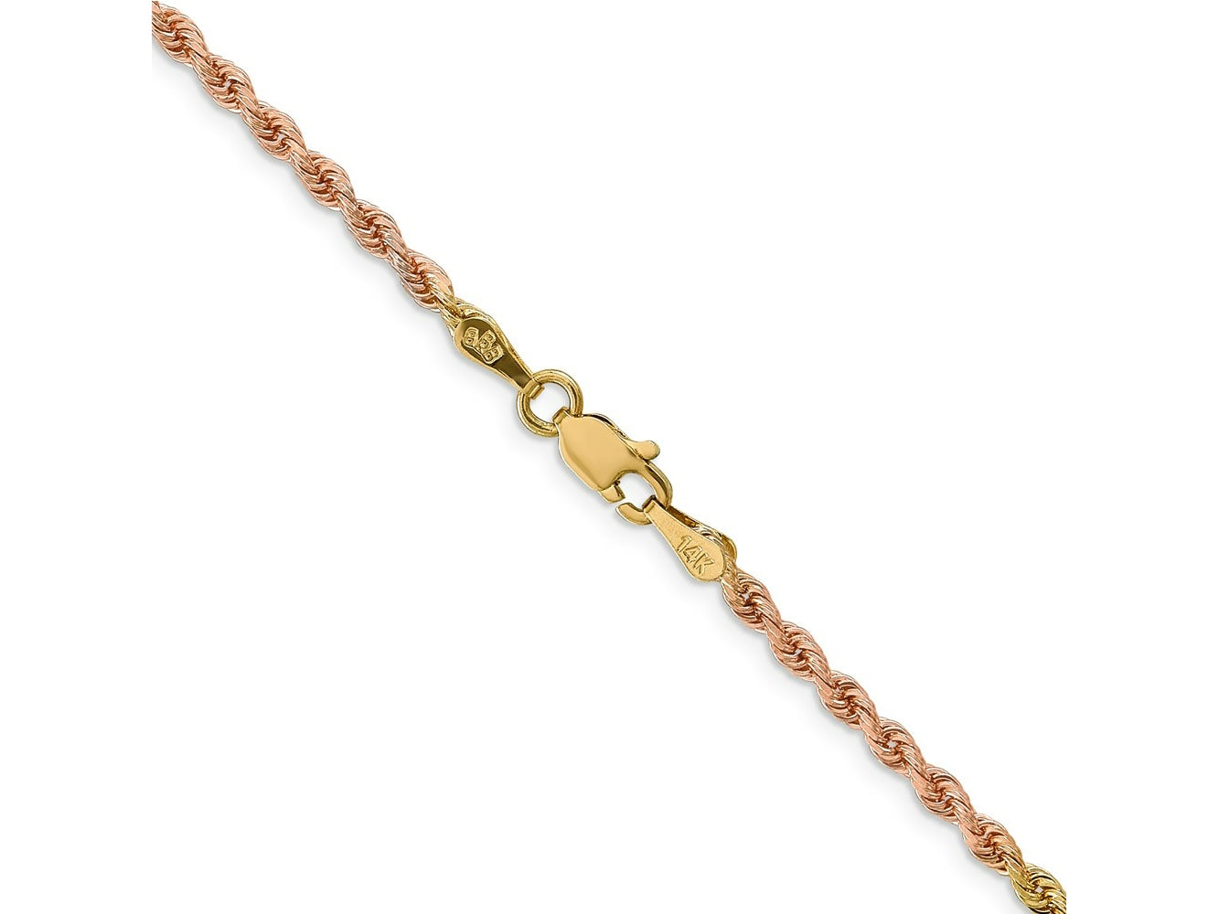 FJC Finejewelers 14 kt Tri Color Gold Bright Cut Rope Chain Lobster Clasp 22 Inches x 2.5 mm