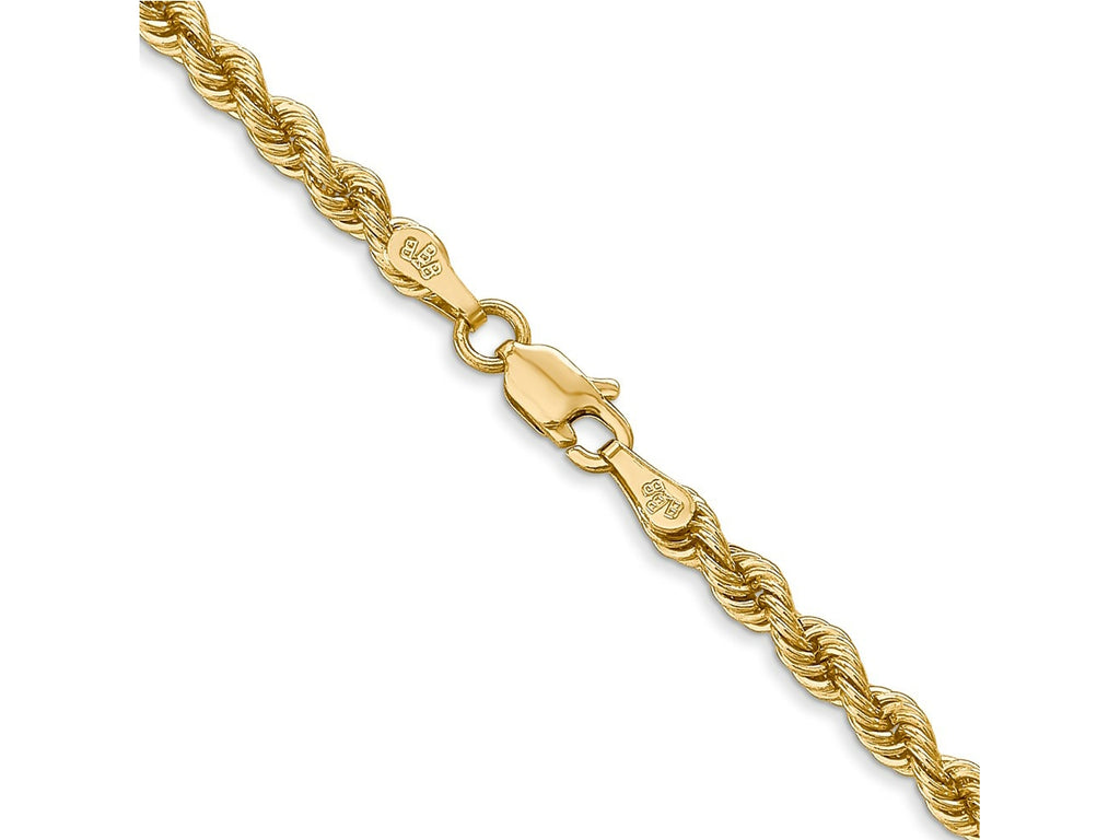 FJC Finejewelers 14 kt Yellow Gold Hand Made Rope Chain Lobster Clasp 36 Inches x 3 mm