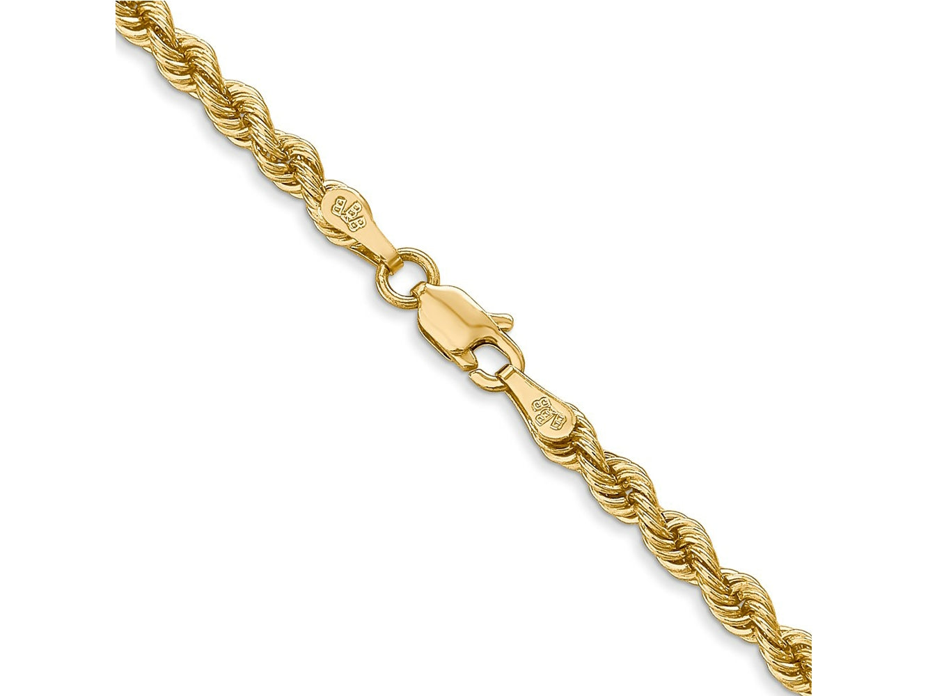 FJC Finejewelers 14 kt Yellow Gold Hand Made Rope Chain Lobster Clasp 36 Inches x 3 mm