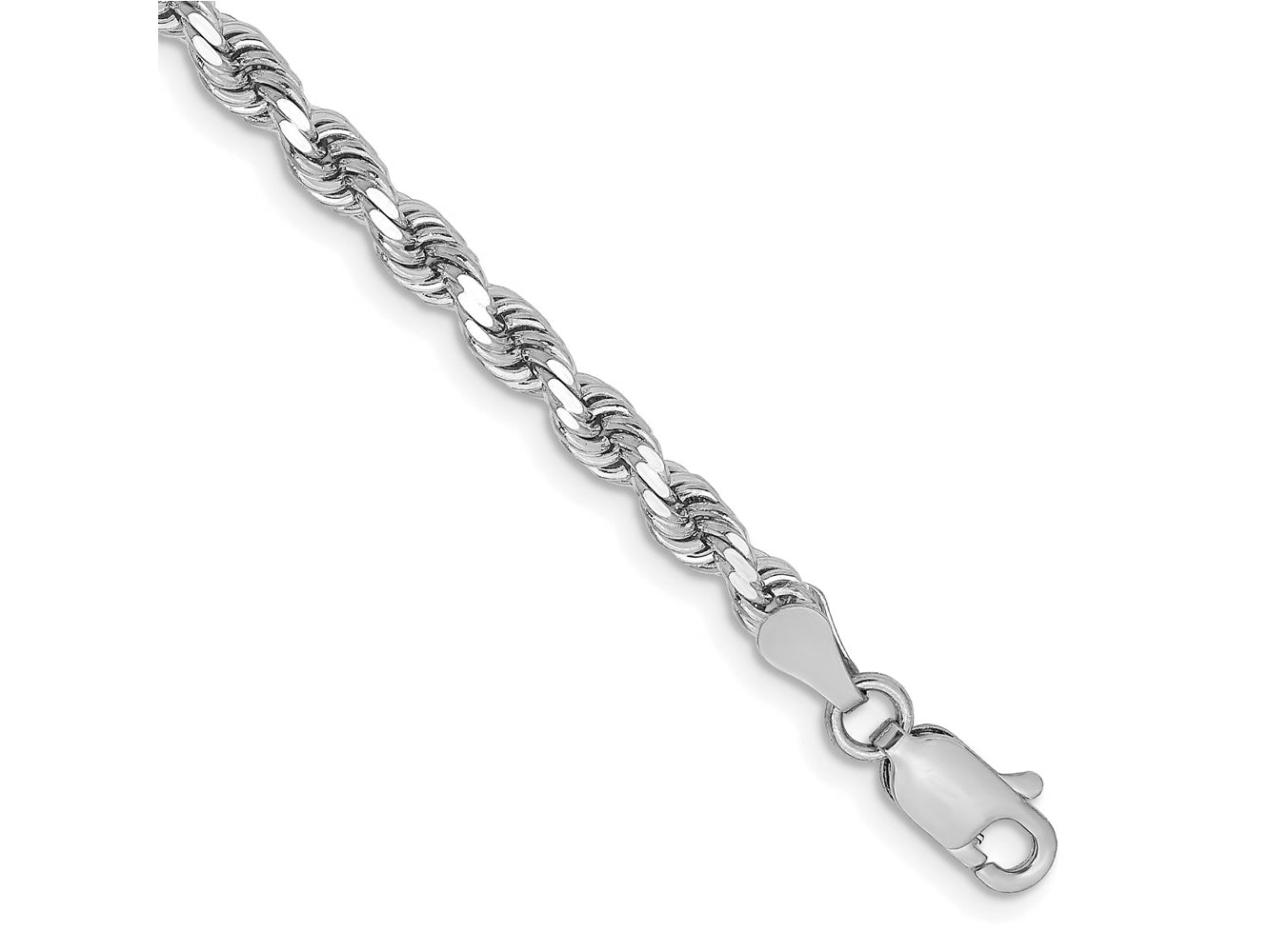 FJC Finejewelers 14 kt White Gold Bright Cut Rope Bracelet Lobster Clasp 8 Inches x 3.25 mm
