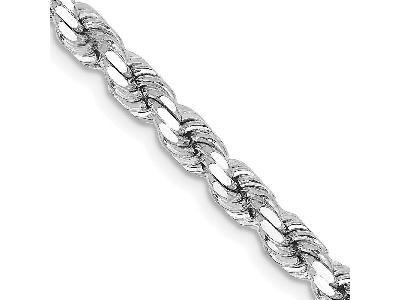 FJC Finejewelers 14 kt White Gold Bright Cut Rope Necklace Lobster Clasp 20 Inches x 4.25 mm