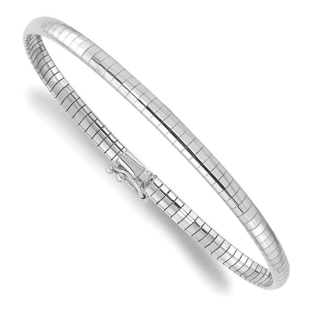 FJC Finejewelers 14 kt White Gold Omega and Cubetto Domed 7 inch Omega Bracelet 7 Inches x 4 mm