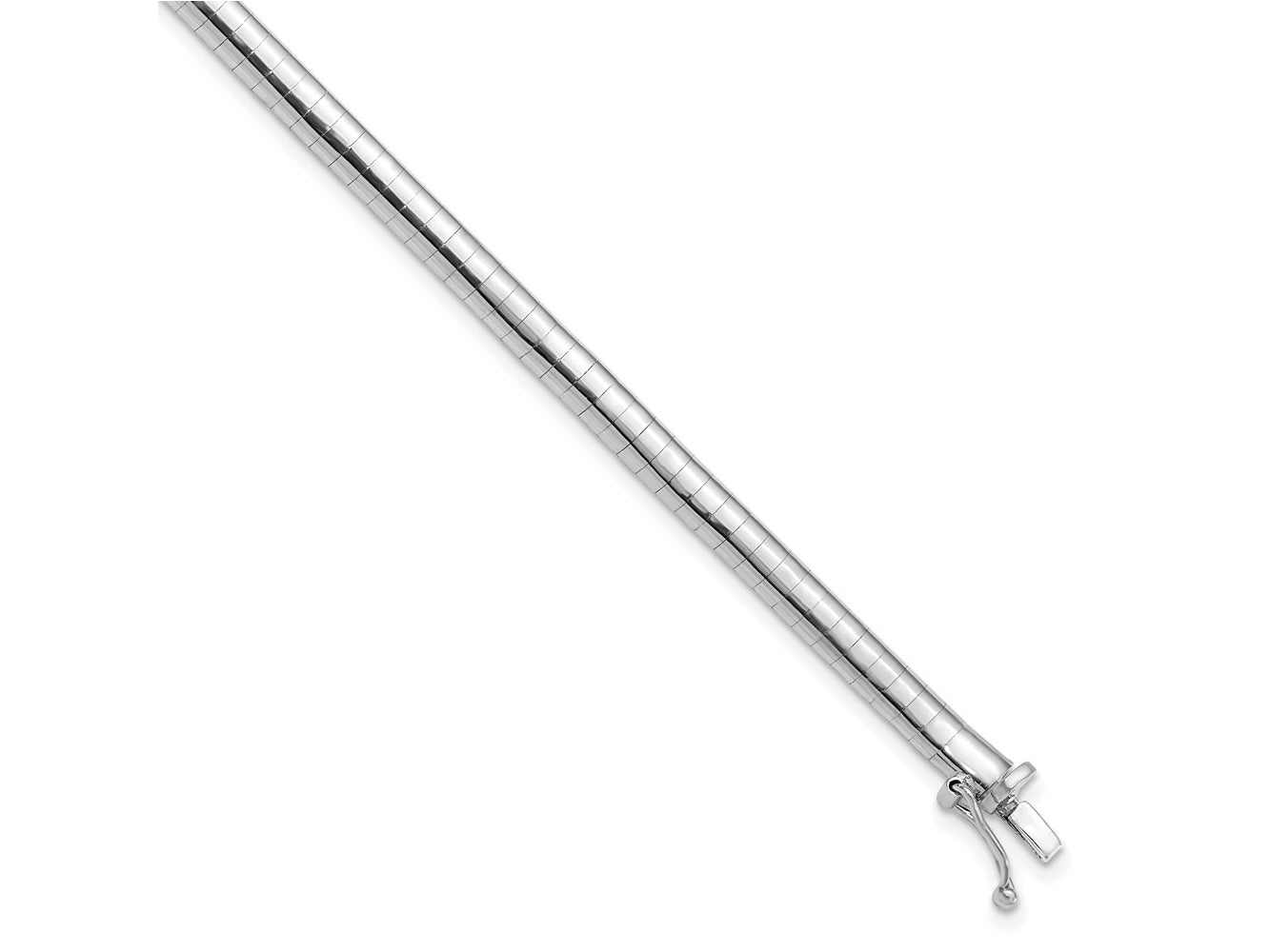 FJC Finejewelers 14 kt White Gold Omega and Cubetto Domed 7 inch Omega Bracelet 7 Inches x 4 mm