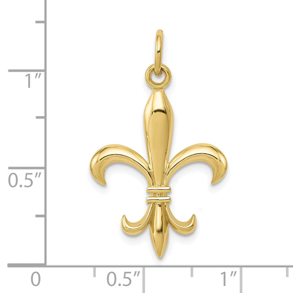 FJC Finejewelers 10 kt Yellow Gold Themed Hollow Fleur De Lis Charm 30 mm x 18 mm
