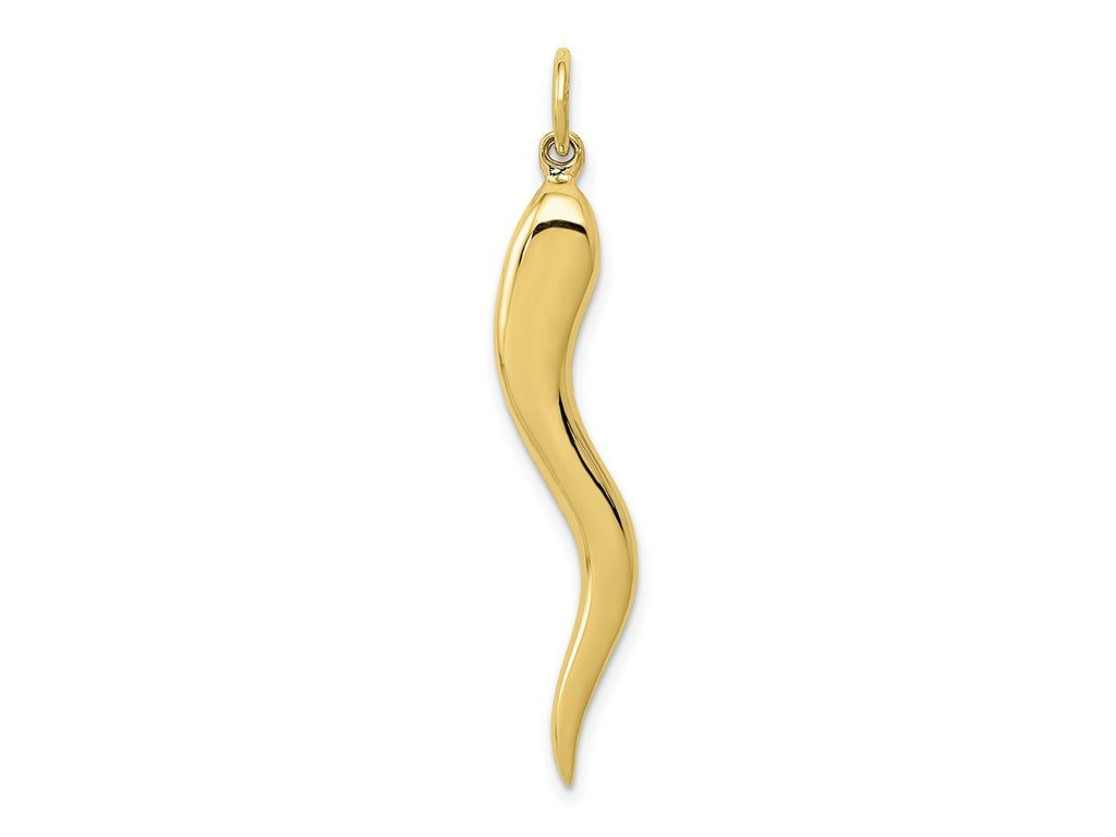 FJC Finejewelers 10 kt Yellow Gold Themed Large Italian Horn Charm 40 mm x 5 mm