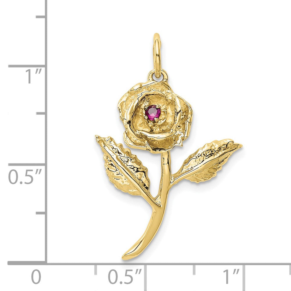 FJC Finejewelers 10 kt Yellow Gold Themed CZ Rose Charm 26 mm x 20 mm