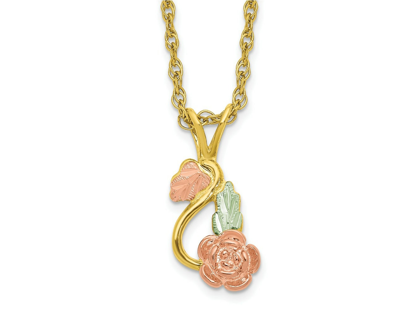 FJC Finejewelers 10 kt Tri Color Gold  10K Tri-color w/14K Gold-filled Chain Black Hills Gold Necklace