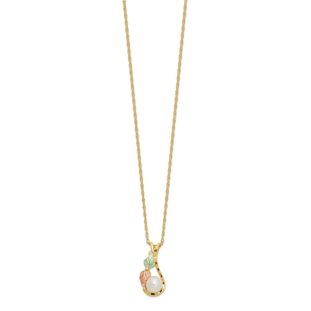 FJC Finejewelers 10 kt Tri Color Gold  w/12K Accents Fresh Water Cultured Pearl Black Hills Gold Necklace