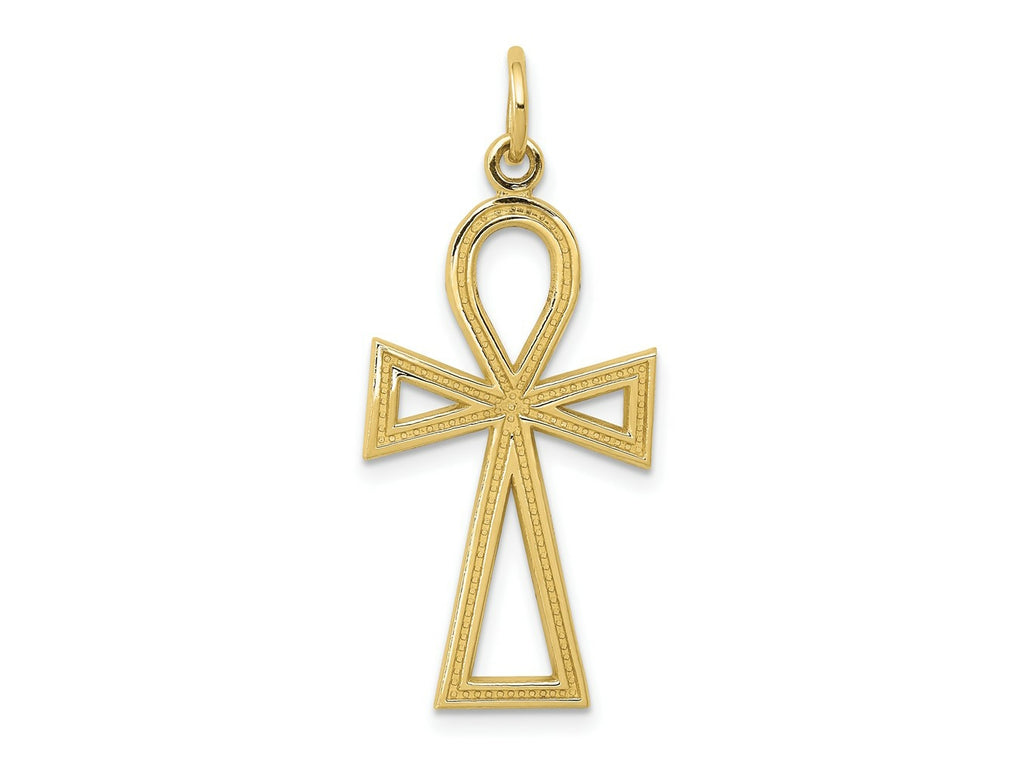 FJC Finejewelers 10 kt Yellow Gold Themed Ankh Cross Charm 37 mm x 14 mm