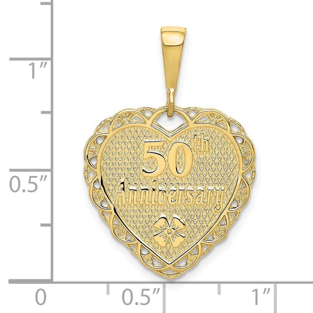 FJC Finejewelers 10 kt Yellow Gold Themed 50th Anniversary Charm 29 mm x 20 mm