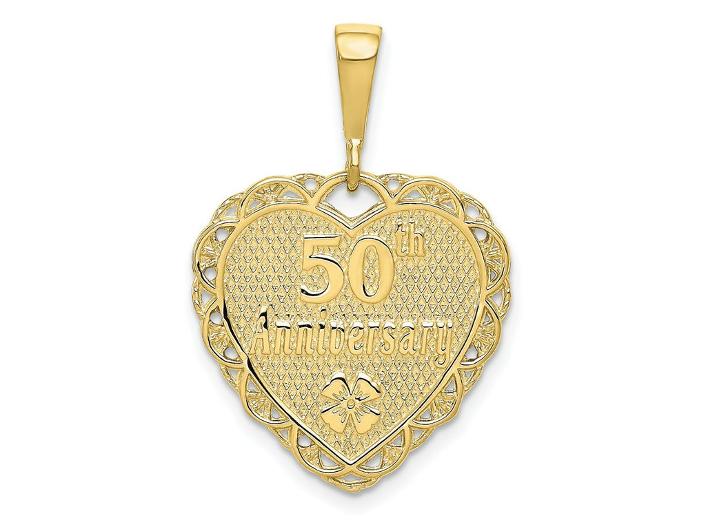 FJC Finejewelers 10 kt Yellow Gold Themed 50th Anniversary Charm 29 mm x 20 mm