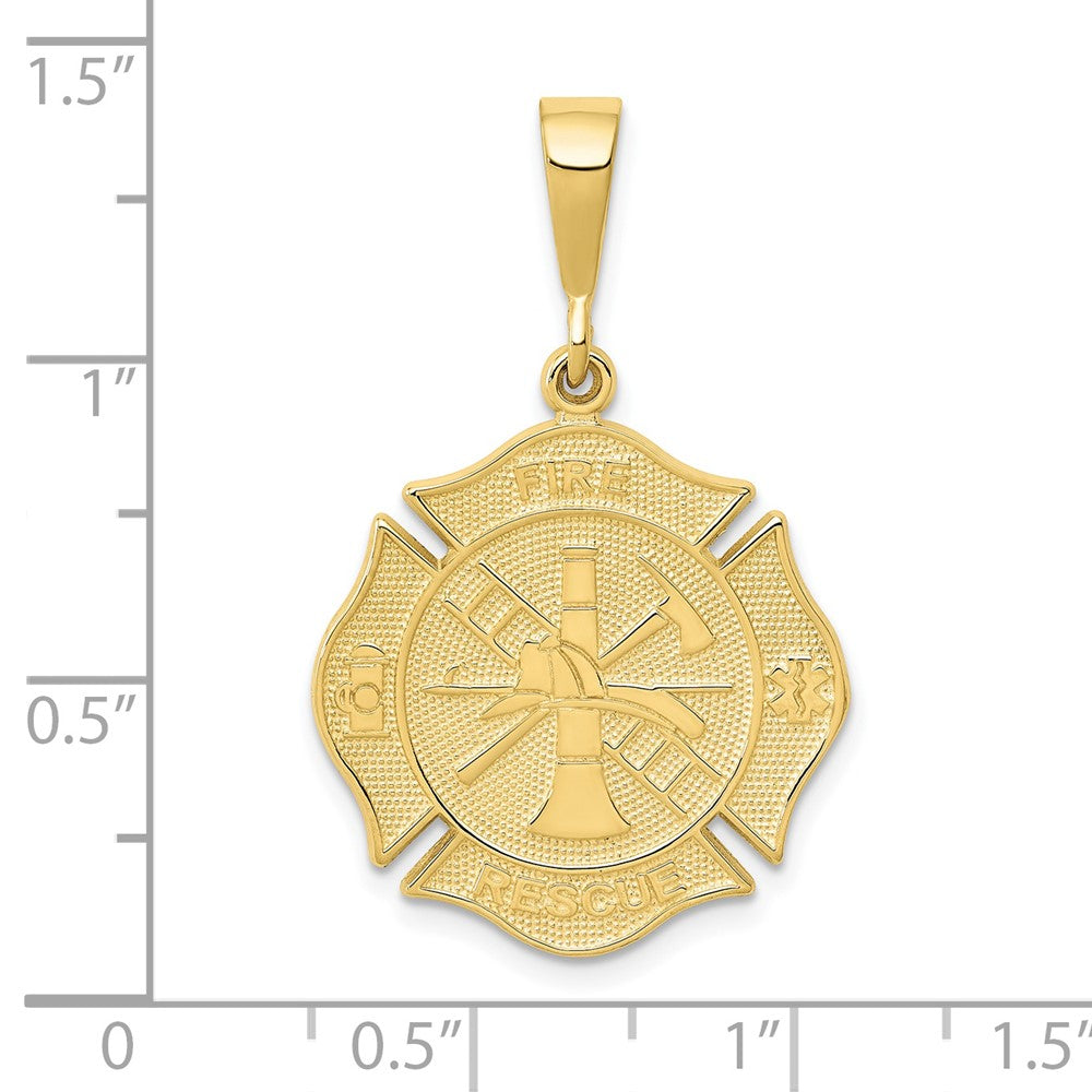 FJC Finejewelers 10 kt Yellow Gold Themed Fire Rescue Charm 31.5 mm x 19.5 mm