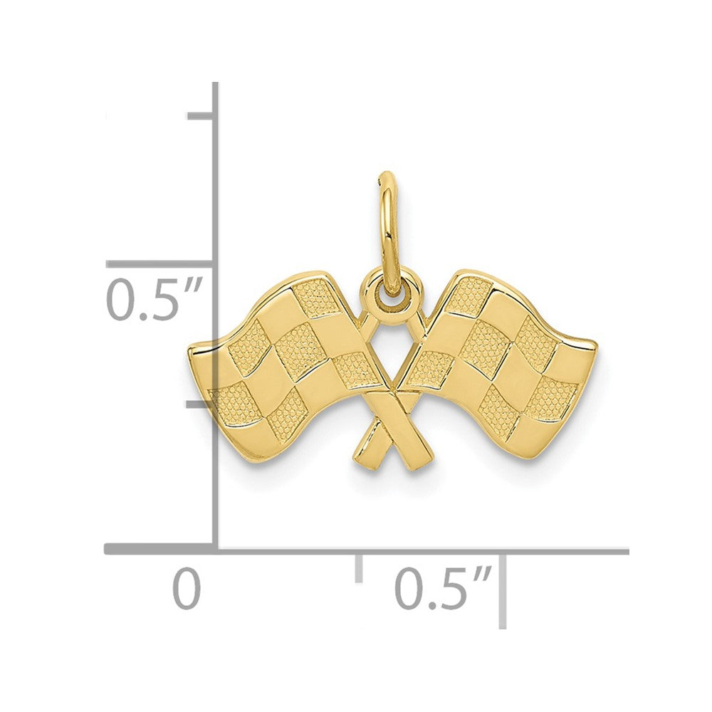 FJC Finejewelers 10 kt Yellow Gold Themed Racing Flags Charm 15 mm x 19 mm