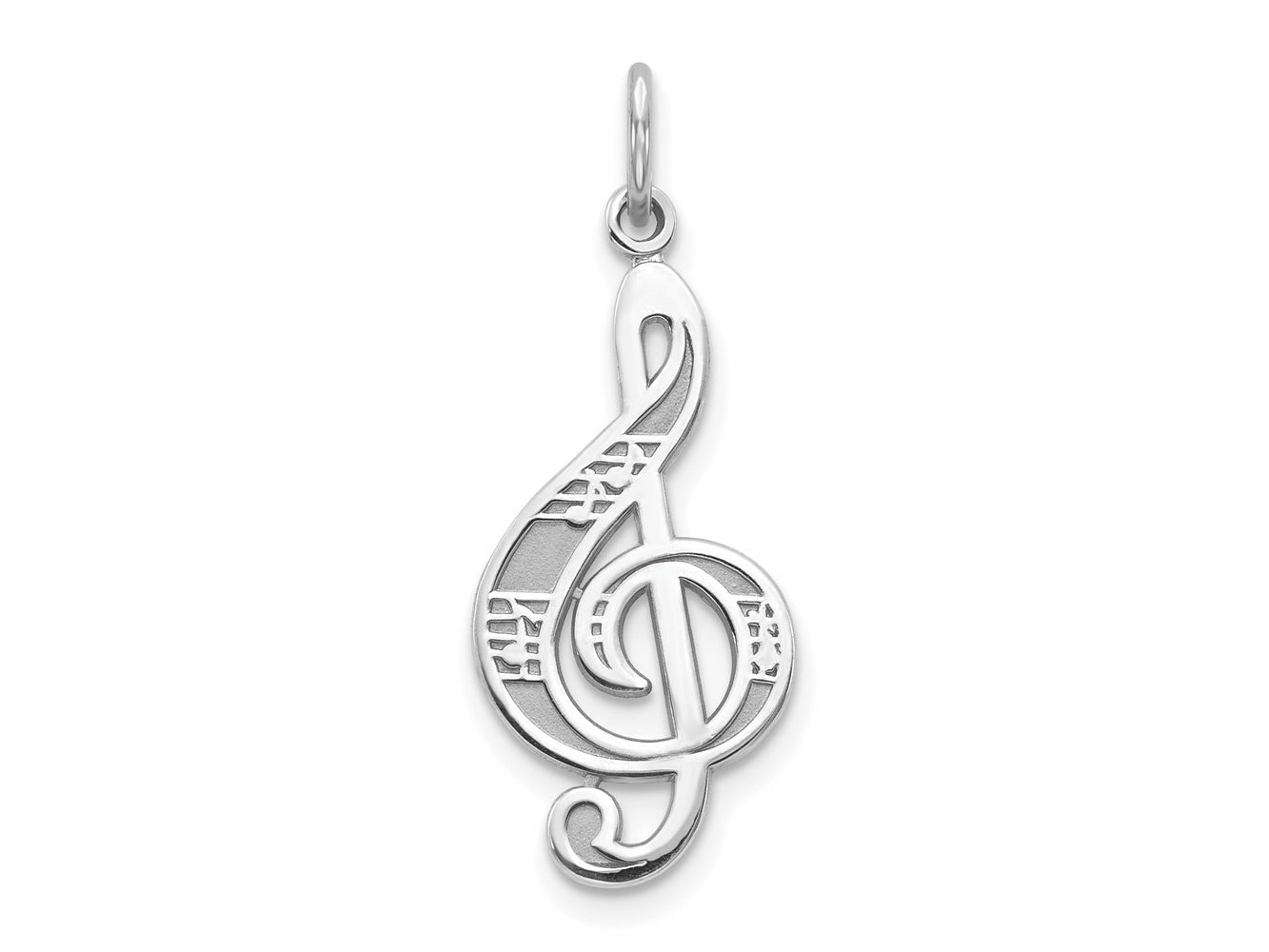 FJC Finejewelers 10 kt White Gold Themed White Gold Treble Clef Charm 30 mm x 11 mm