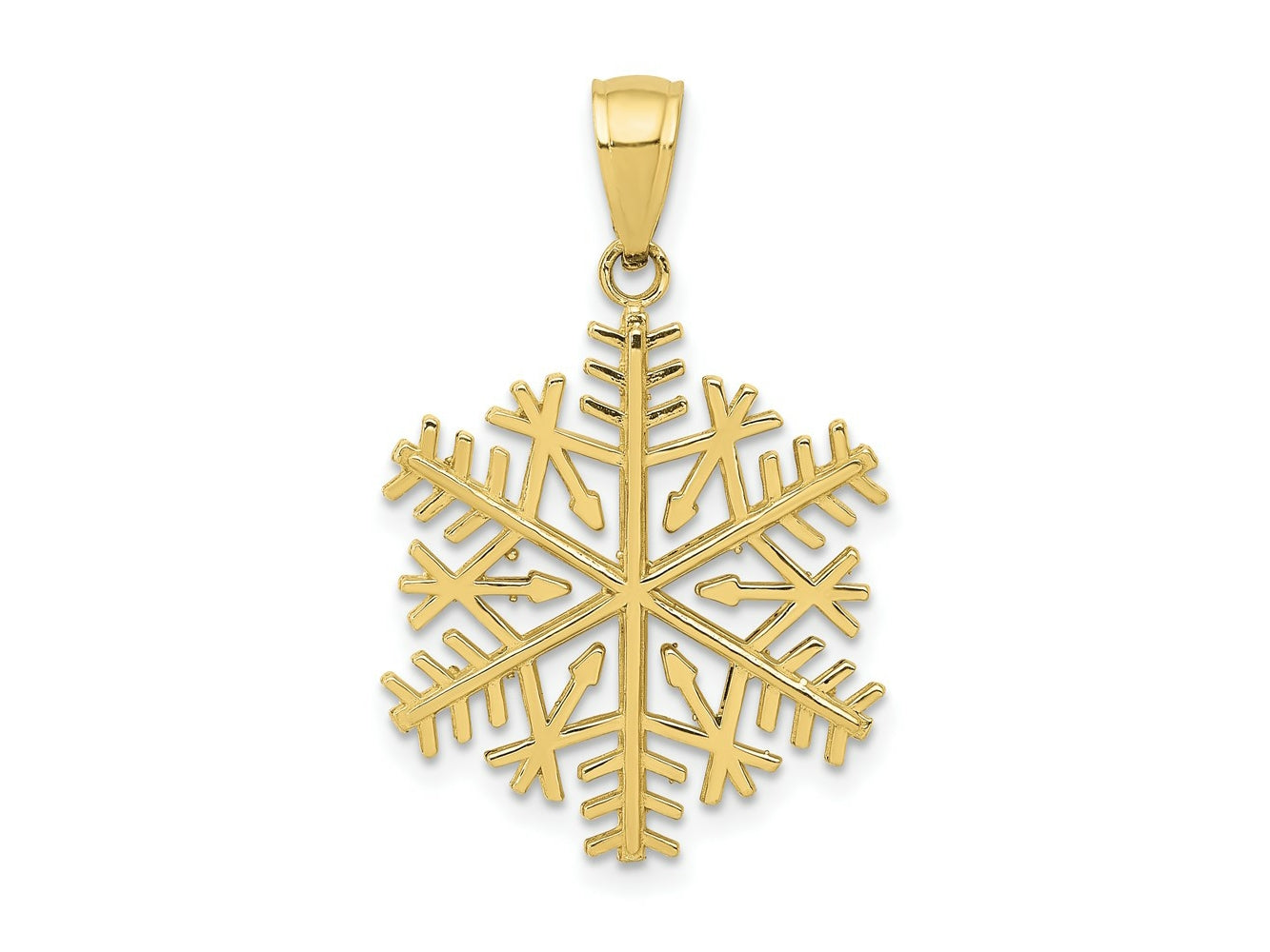 FJC Finejewelers 10 kt Yellow Gold Themed Polished Snowflake Charm 26 mm x 17 mm