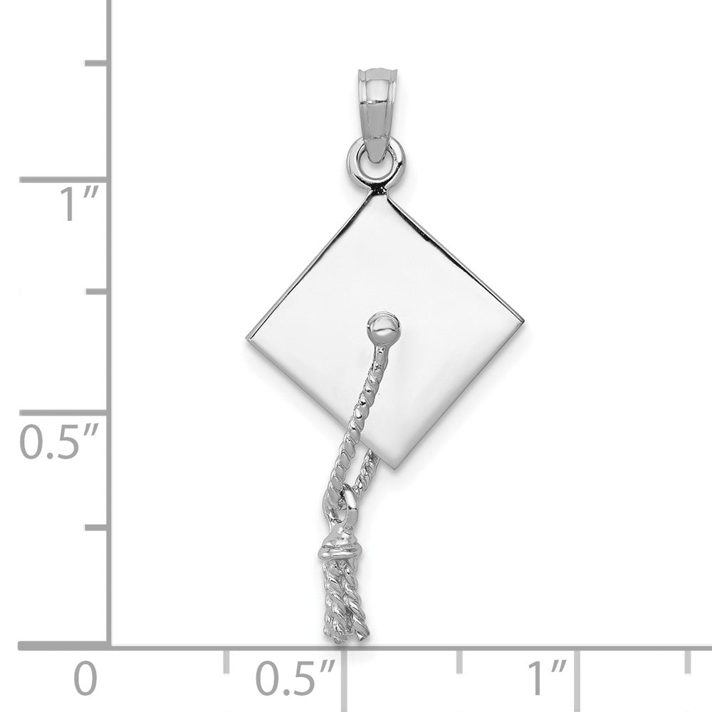 FJC Finejewelers 10 kt White Gold Themed 3-D Graduation Cap w/ Moveable Tassle Charm 18.5 mm x 15.5 mm