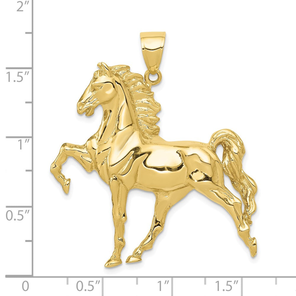 FJC Finejewelers 10 kt Yellow Gold Themed Solid Polished Open-Backed Horse Charm 41 mm x 40.5 mm