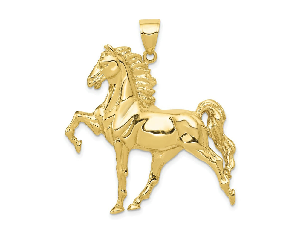 FJC Finejewelers 10 kt Yellow Gold Themed Solid Polished Open-Backed Horse Charm 41 mm x 40.5 mm