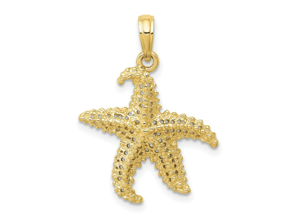 FJC Finejewelers 10 kt Yellow Gold Themed Polished Open-Backed Starfish Charm 24 mm x 20 mm