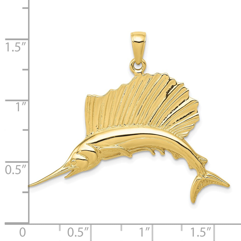 FJC Finejewelers 10 kt Yellow Gold Themed Polished Sailfish Charm 37 mm x 45 mm