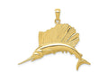 FJC Finejewelers 10 kt Yellow Gold Themed Polished Sailfish Charm 37 mm x 45 mm