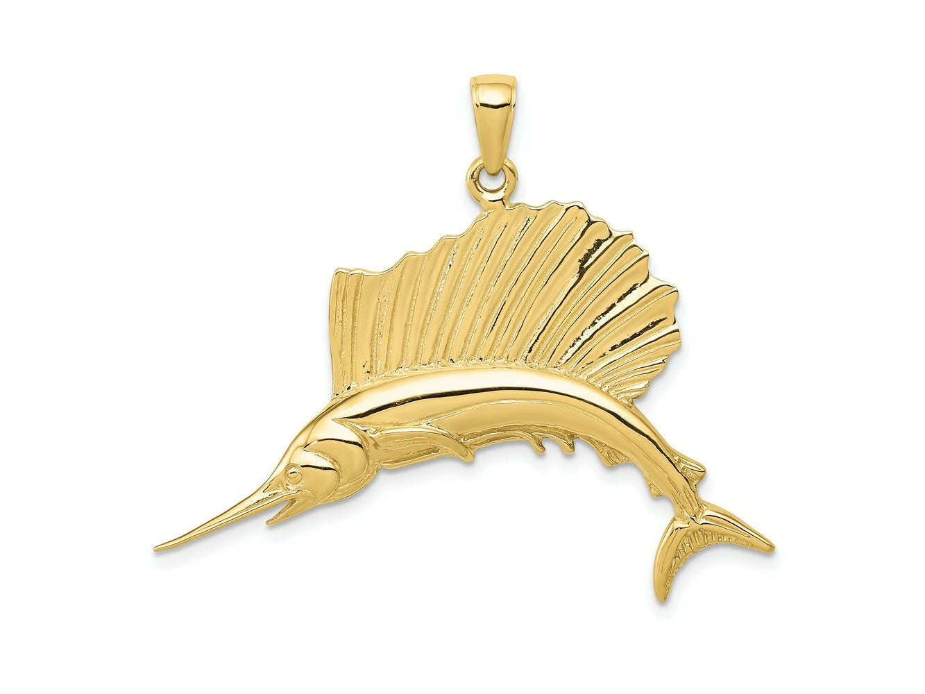 FJC Finejewelers 10 kt Yellow Gold Themed Polished Sailfish Charm 37 mm x 45 mm