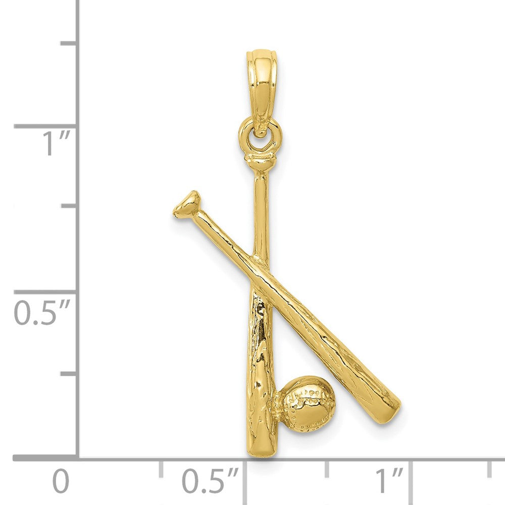 FJC Finejewelers 10 kt Yellow Gold Polished Open-Backed Bats and Baseball Charm 29 x 13 mm