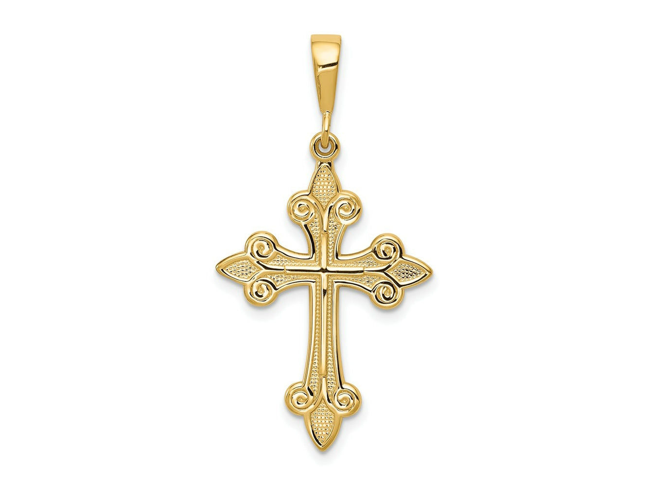 FJC Finejewelers 10 kt Yellow Gold Fleur de Lis Cross Charm 39 x 19 mm