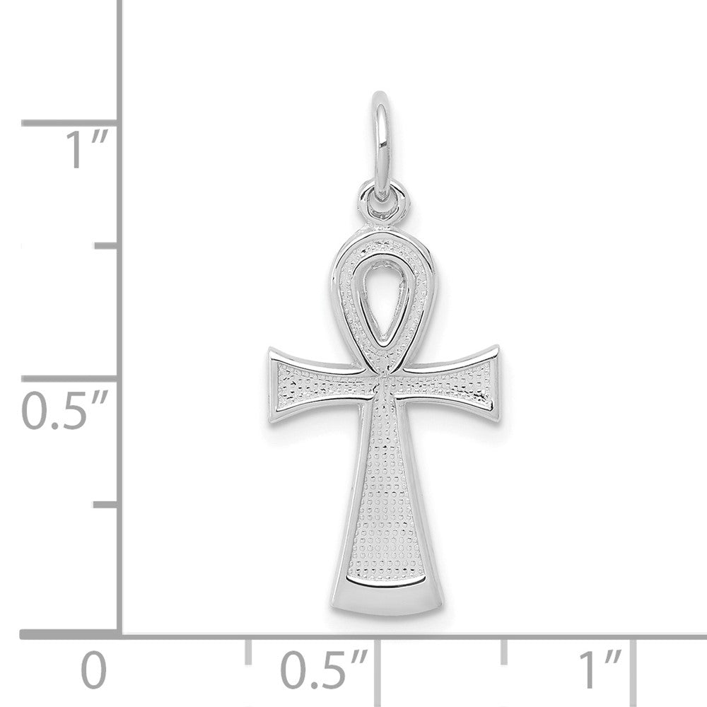 FJC Finejewelers 10 kt White Gold Themed Solid Flat-Backed Ankh/Egyptian Cross Charm 27 mm x 11.7 mm