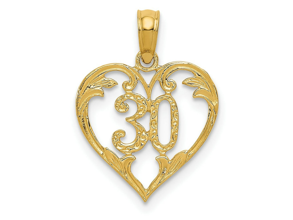 FJC Finejewelers 10 kt Yellow Gold 30 in Heart Cut-out Charm 19 x 14 mm
