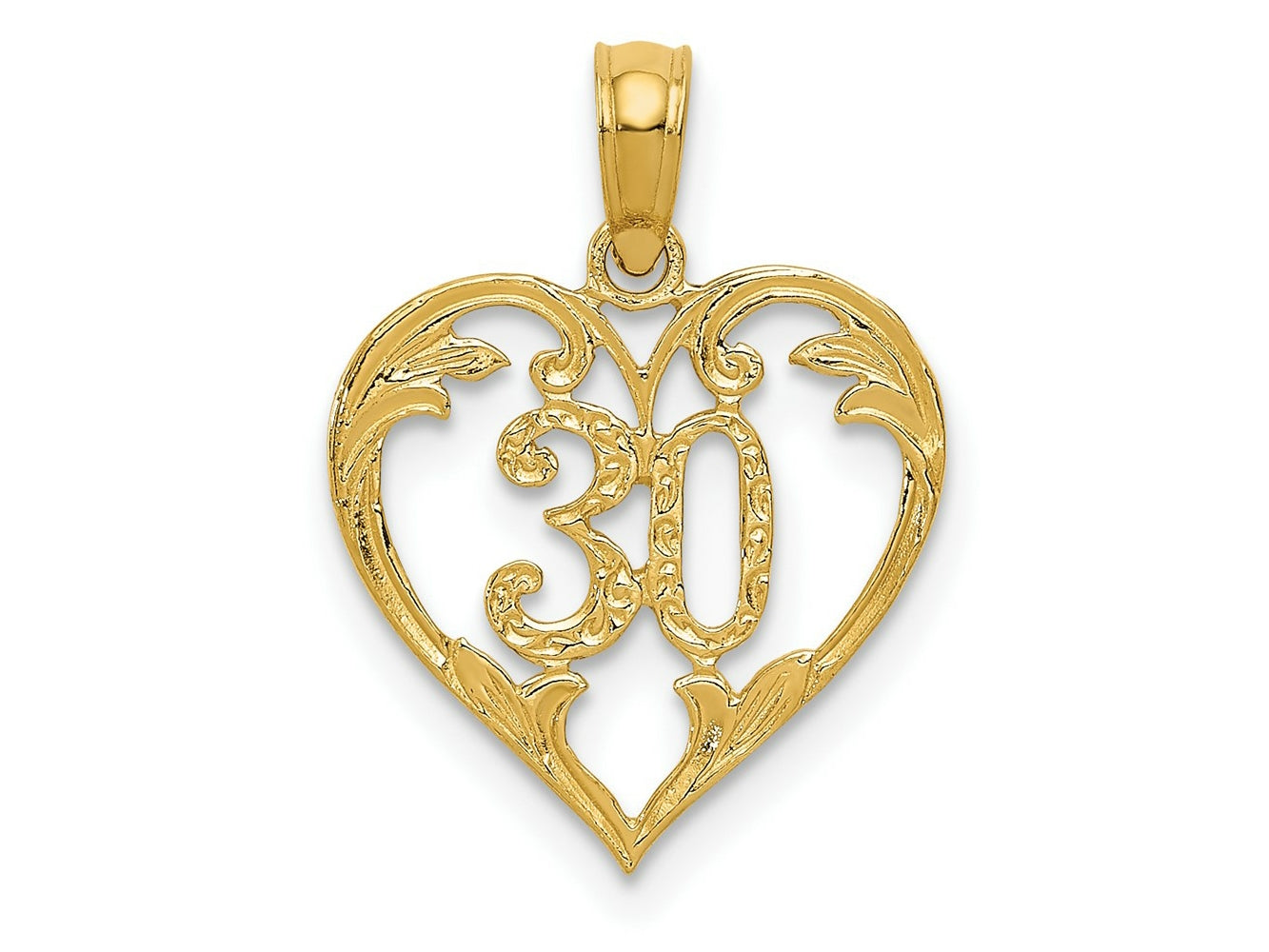 FJC Finejewelers 10 kt Yellow Gold 30 in Heart Cut-out Charm 19 x 14 mm