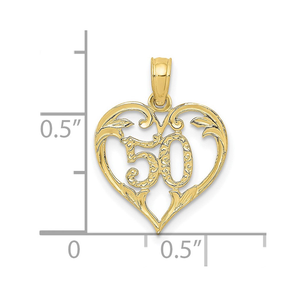 FJC Finejewelers 10 kt Yellow Gold 50 in Heart Cut-out Charm 19 x 14 mm