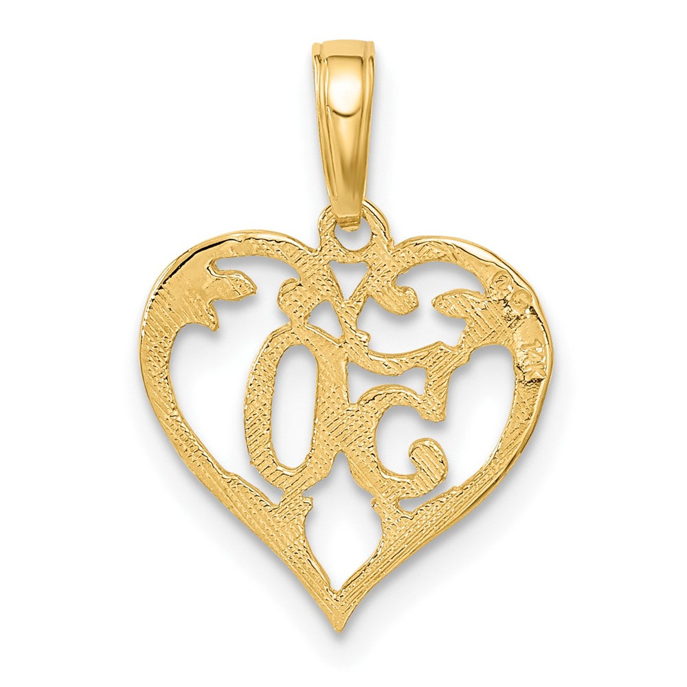 FJC Finejewelers 10 kt Yellow Gold 50 in Heart Cut-out Charm 19 x 14 mm