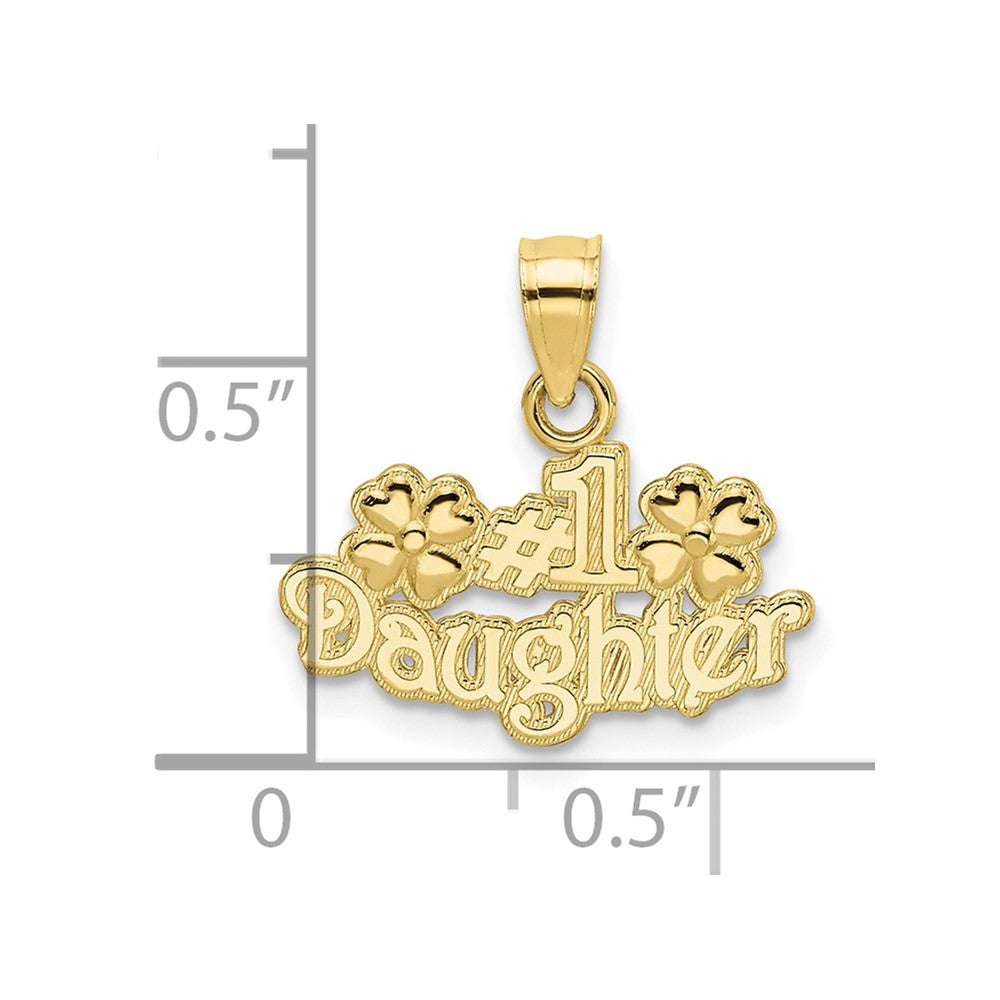 FJC Finejewelers 10 kt Yellow Gold #1 DAUGHTER with Flowers Charm 14 x 16 mm