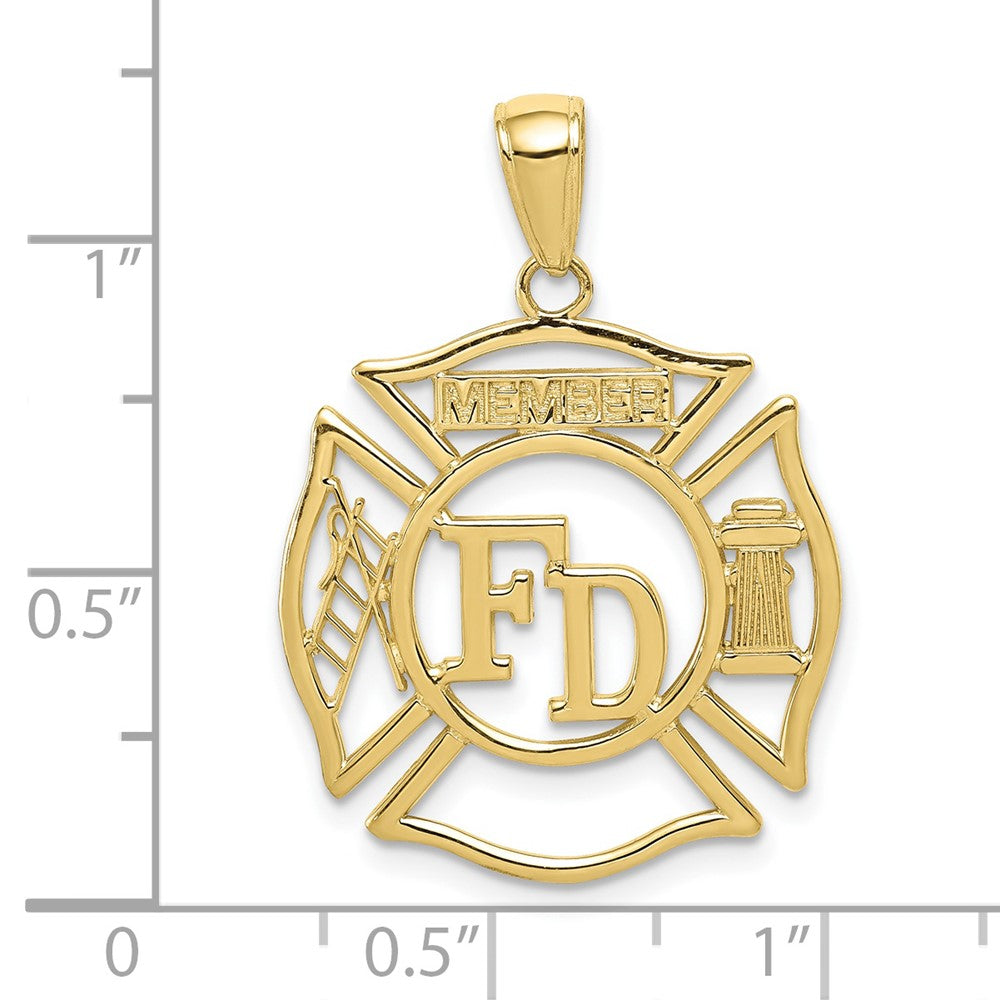FJC Finejewelers 10 kt Yellow Gold FD MEMBER in Shield Charm 30 x 20 mm