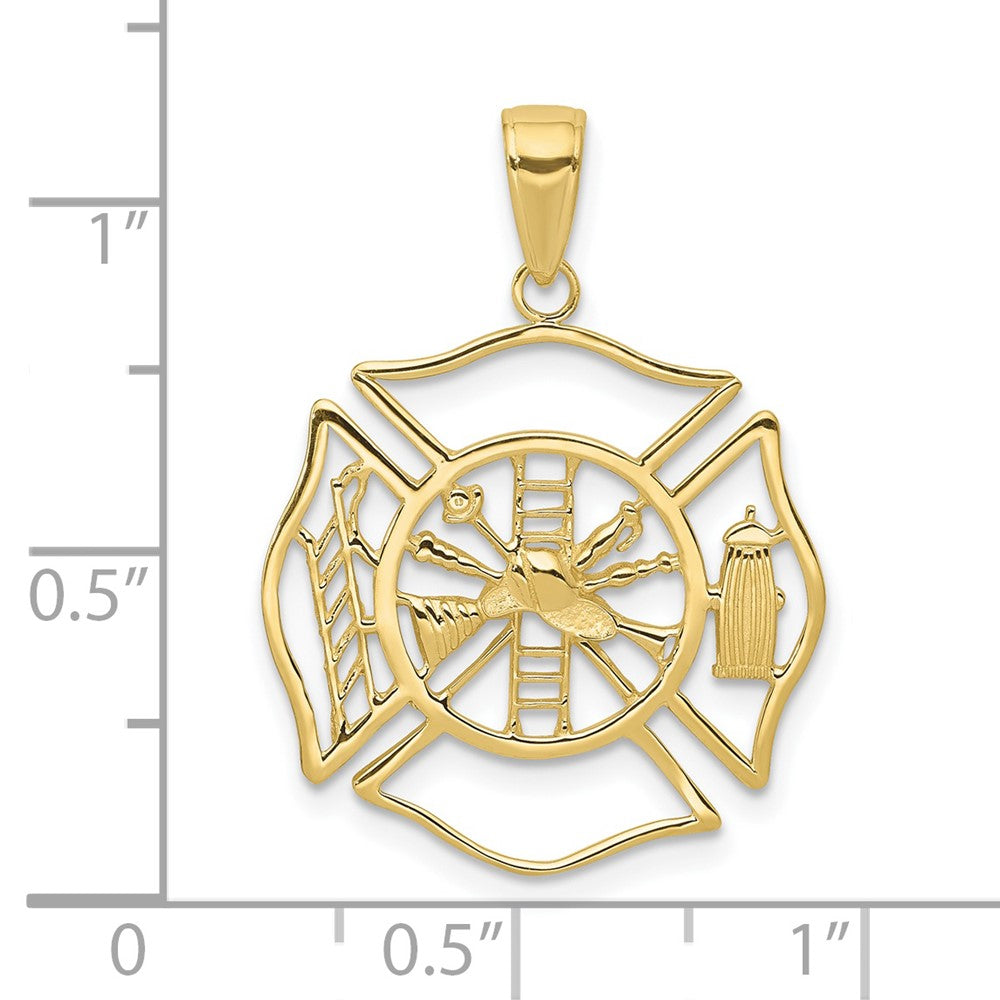FJC Finejewelers 10 kt Yellow Gold Fireman Shield Charm 29 x 21 mm