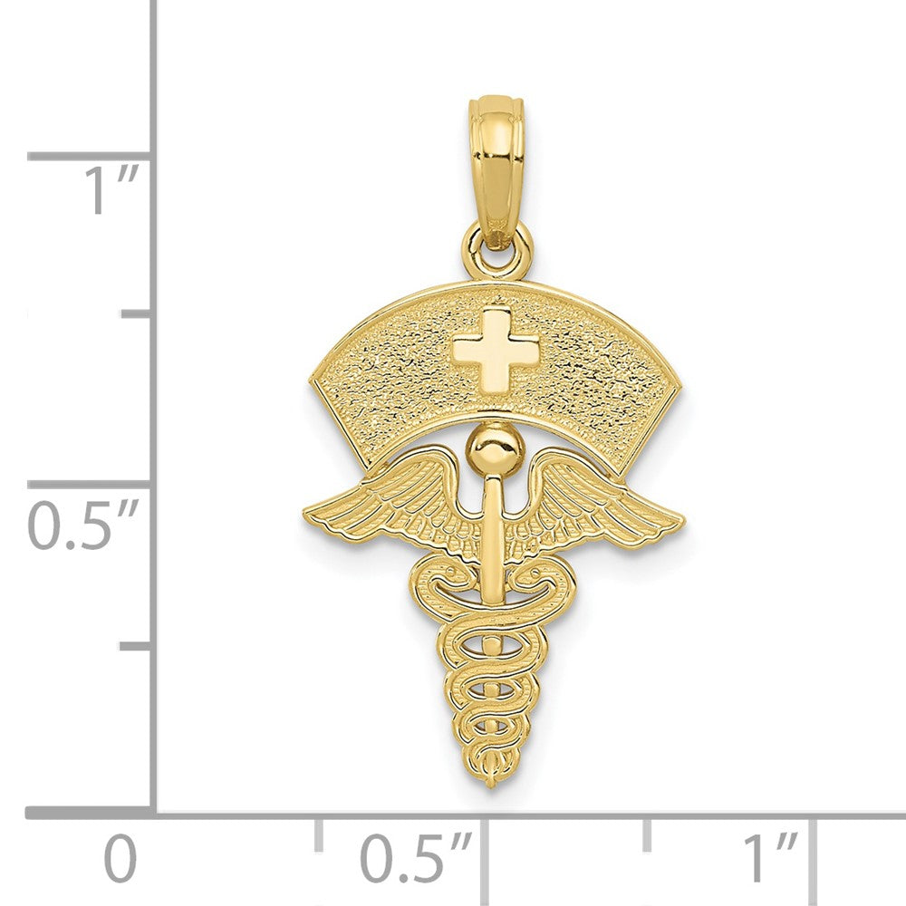 FJC Finejewelers 10 kt Yellow Gold Caduceus with Nurses Cap Charm 30 x 15 mm