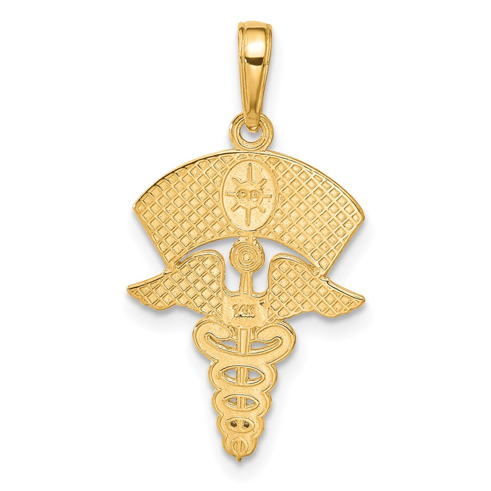 FJC Finejewelers 10 kt Yellow Gold Caduceus with Nurses Cap Charm 30 x 15 mm