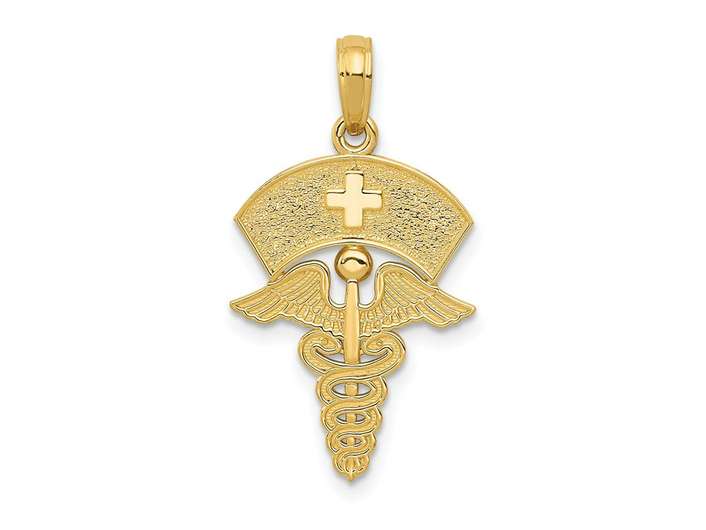 FJC Finejewelers 10 kt Yellow Gold Caduceus with Nurses Cap Charm 30 x 15 mm