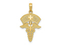 FJC Finejewelers 10 kt Yellow Gold Caduceus with Nurses Cap Charm 30 x 15 mm
