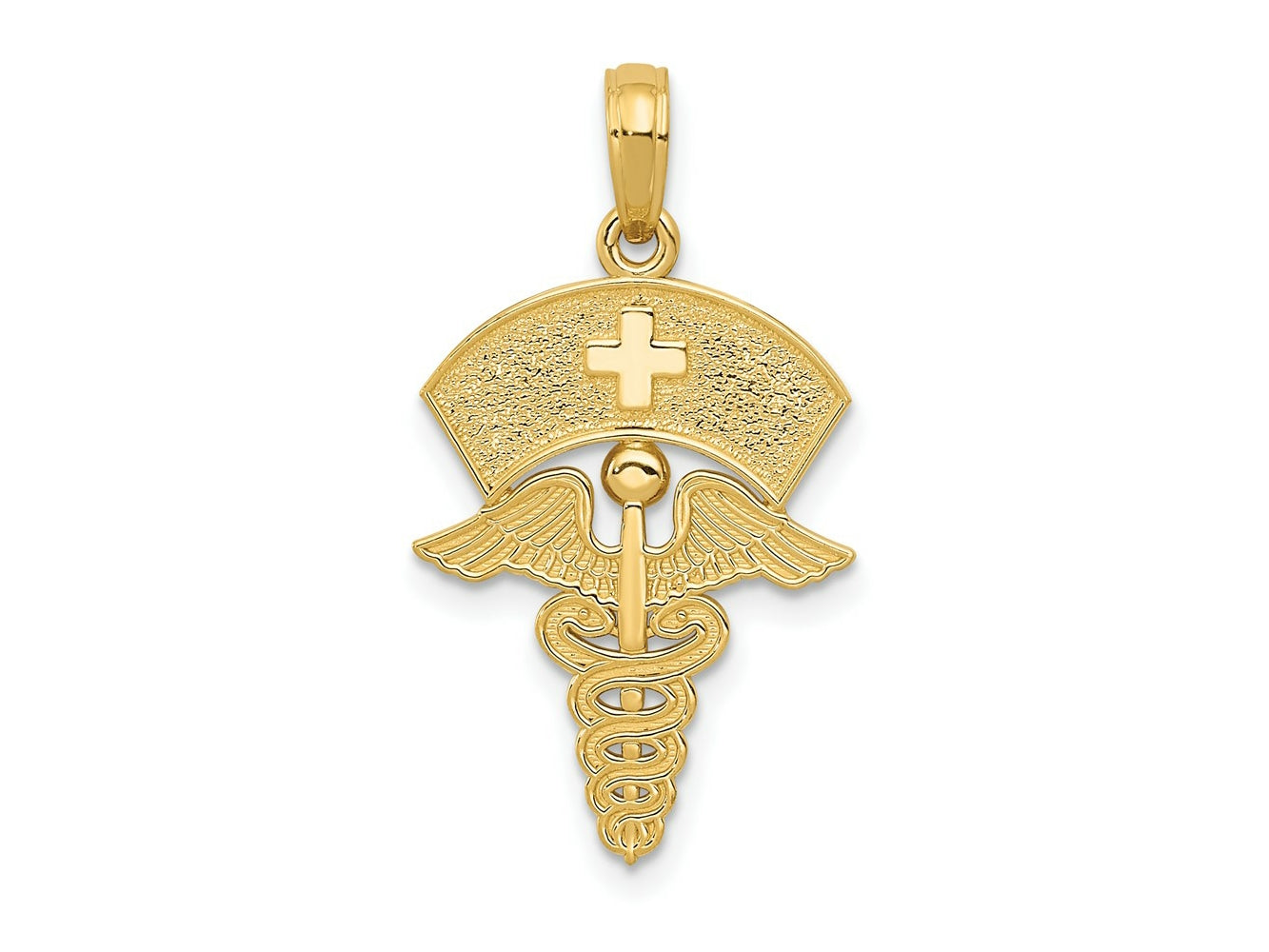 FJC Finejewelers 10 kt Yellow Gold Caduceus with Nurses Cap Charm 30 x 15 mm