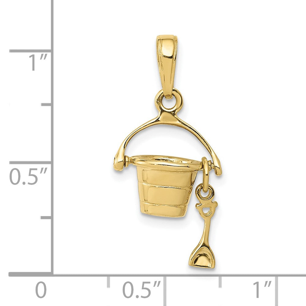 FJC Finejewelers 10 kt Yellow Gold 3-D Beach Bucket with Shovel Charm 21 x 12 mm