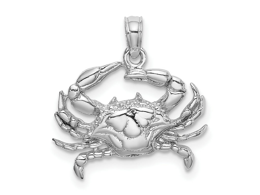 FJC Finejewelers 10 kt White Gold Themed 2-D Blue Crab Charm 15 mm x 18.1 mm