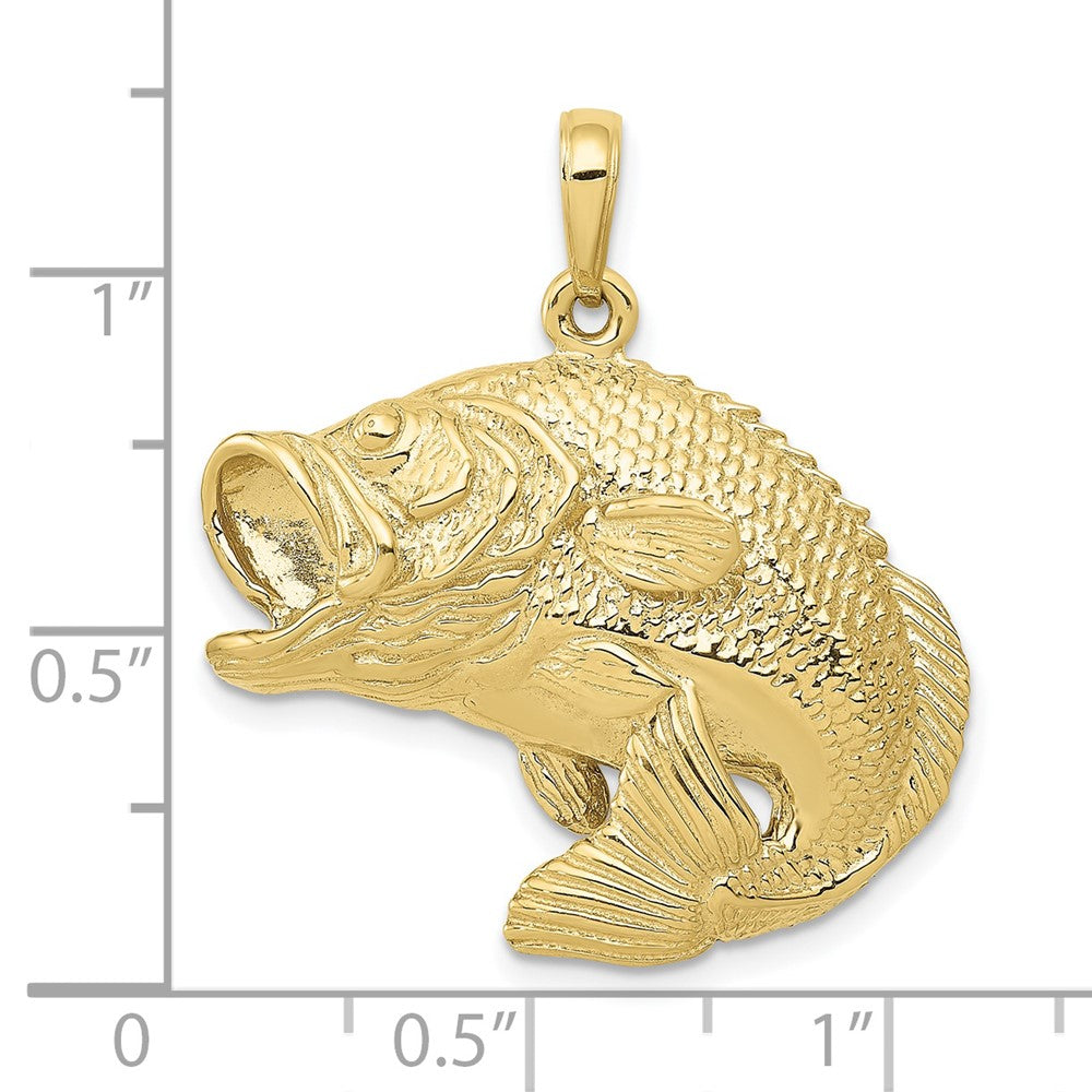 FJC Finejewelers 10 kt Yellow Gold Bass Fish Jumping Charm 30 x 27 mm